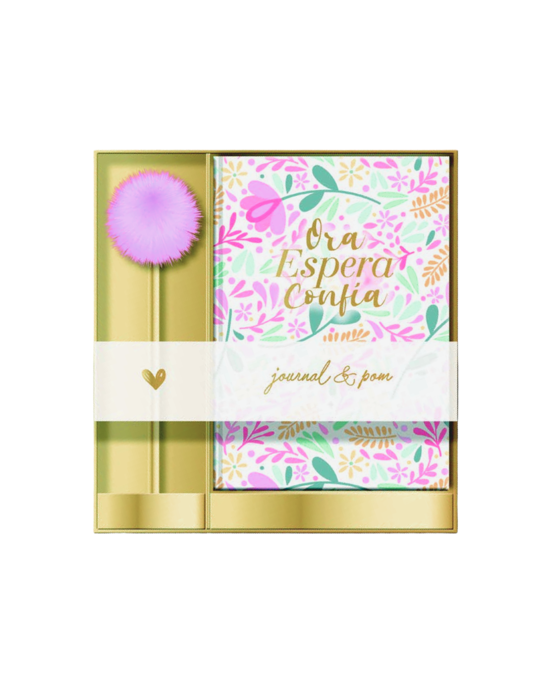 Journal & bolígrafo pom pom | Ora Espera Confía - The Perfect Gift