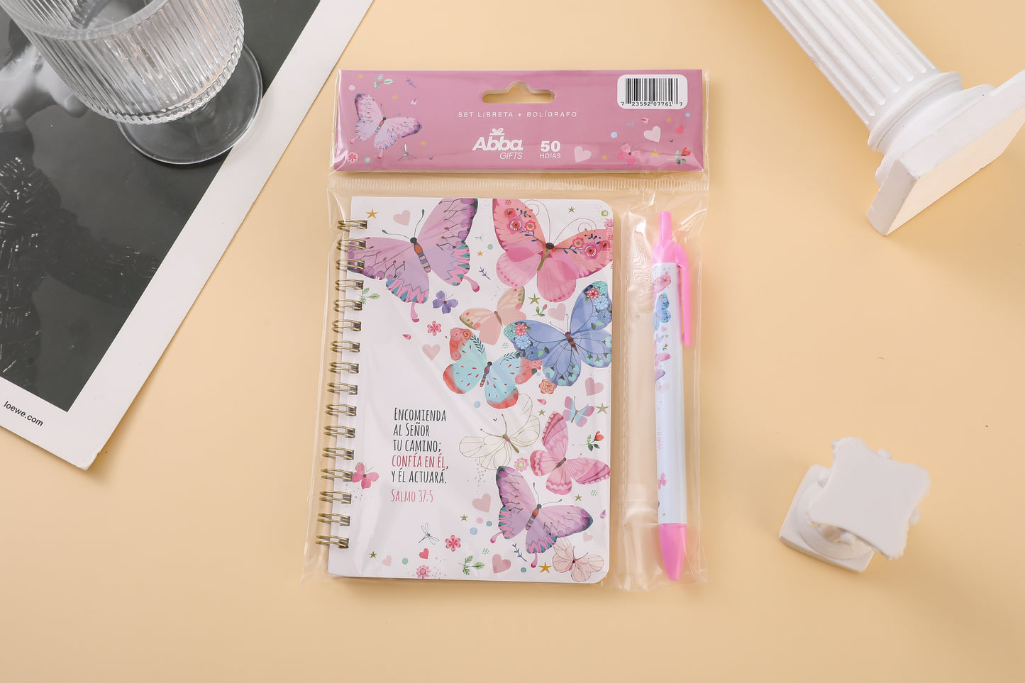 Encomienda al Señor tu camino... Salmo 37:5 | Set Libreta Anillada y Bolígrafo - The Perfect Gift