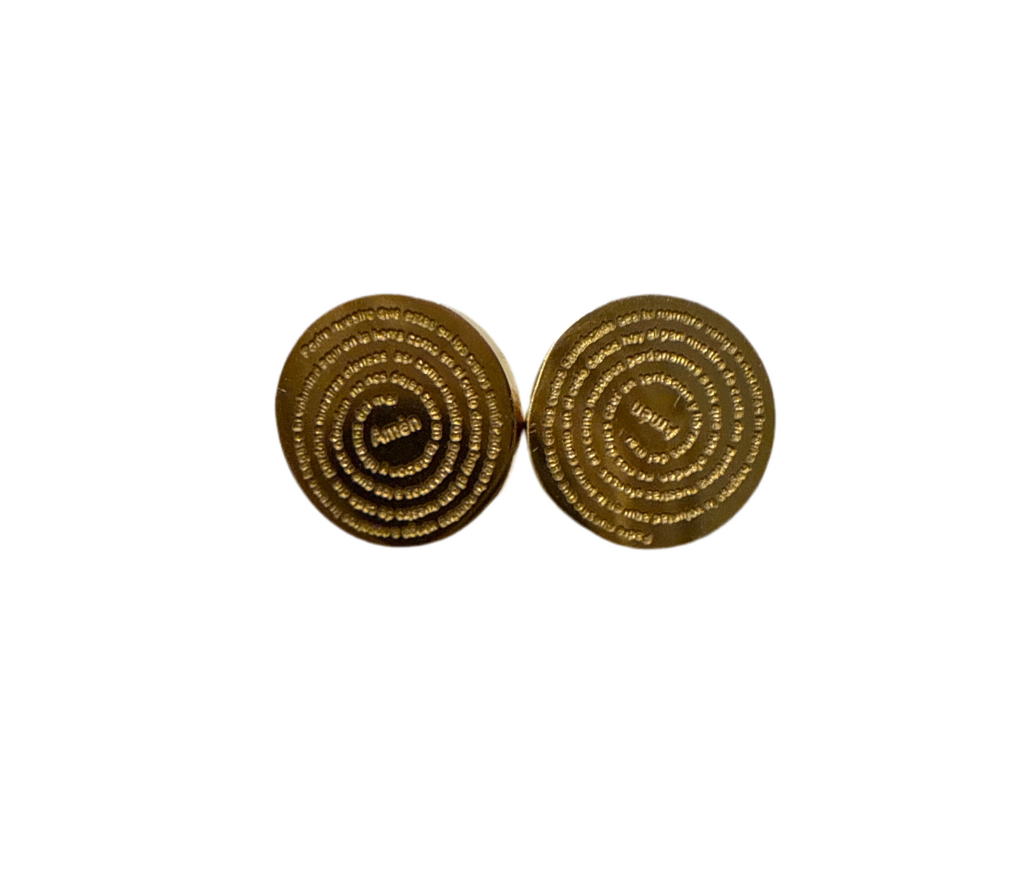Aretes Redondos Dorados con Diseño de Texto Espiral - The Perfect Gift