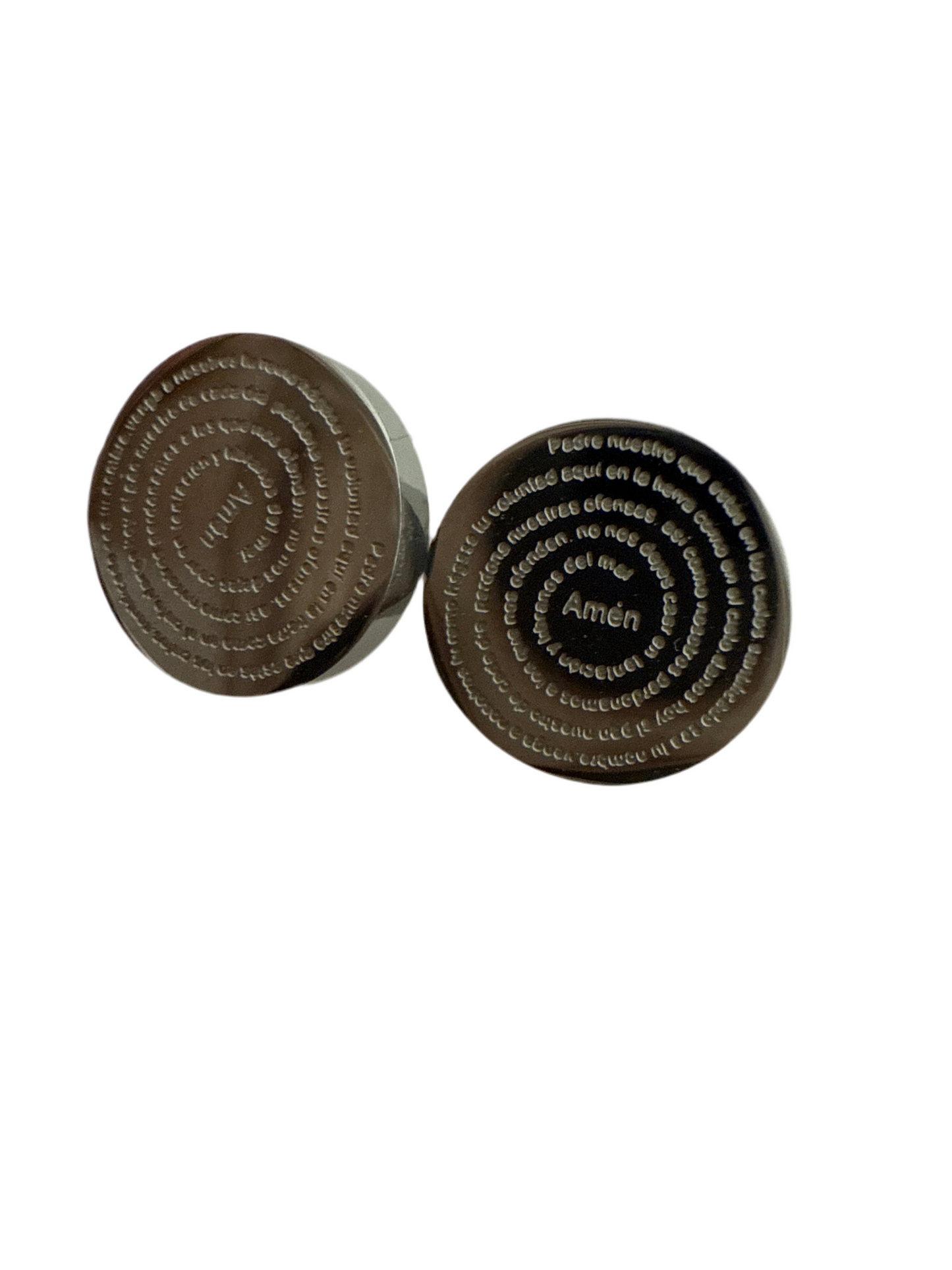 Aretes Redondos Plateados con Diseño de Texto Espiral - The Perfect Gift