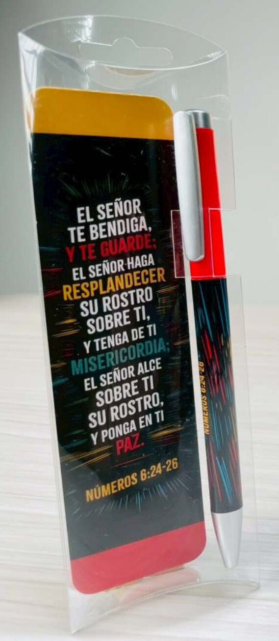 Pack bolígrafo con marcador de libro. El Señor te Bendiga