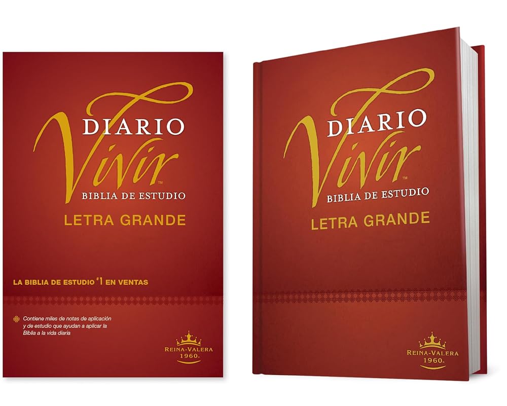 Biblia de estudio del diario vivir RVR60, letra grande (Tapa dura, Letra Roja) (Spanish Edition) cover image