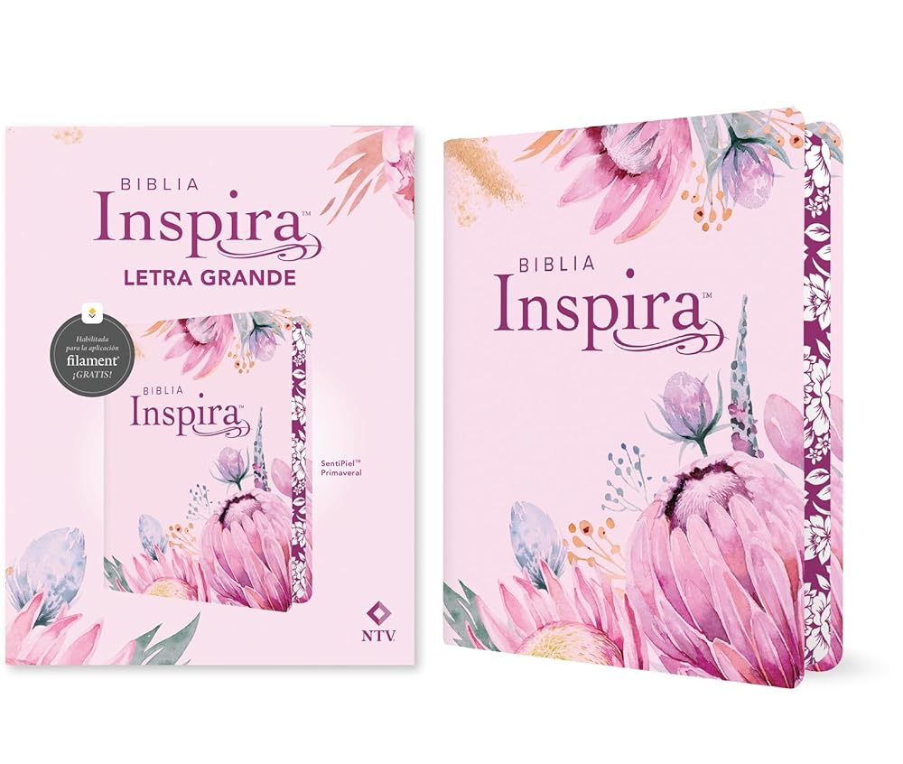 Biblia Inspira NTV, letra grande con Filament (SentiPiel, Primaveral) (Spanish Edition) cover image