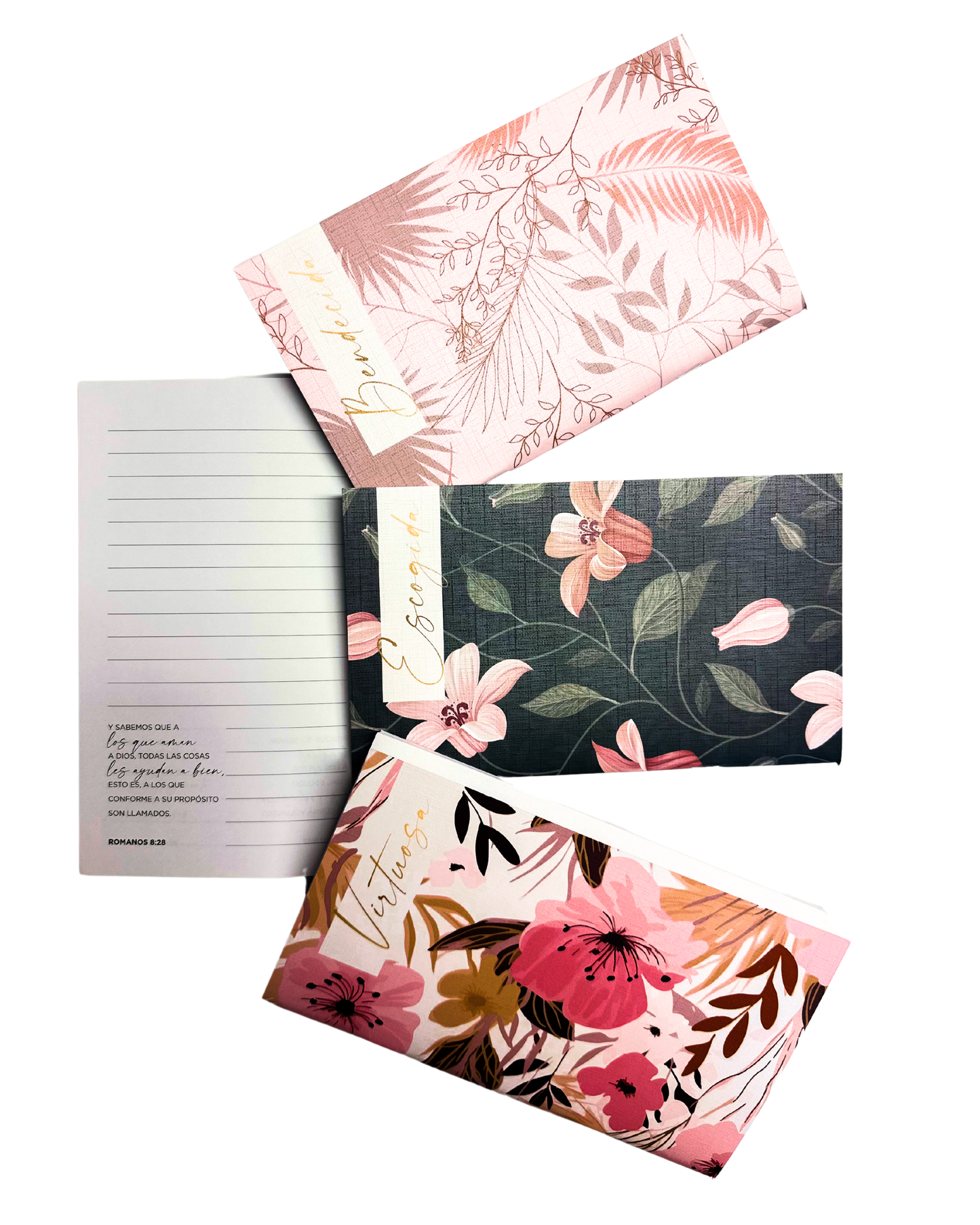 Libretas Escogida, Bendecida, Virtuosa (Paquete de 3) | Floral Pink - The Perfect Gift