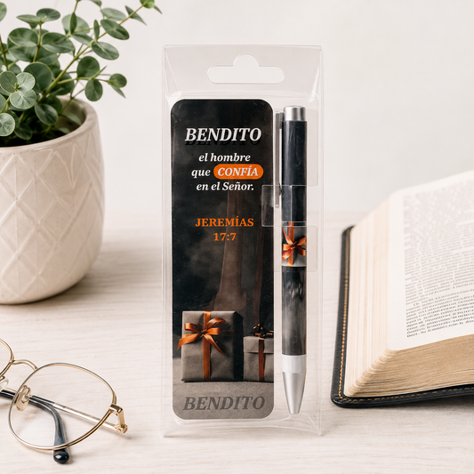 Pack bolígrafo con marcador de libro. BENDITO EL HOMBRE