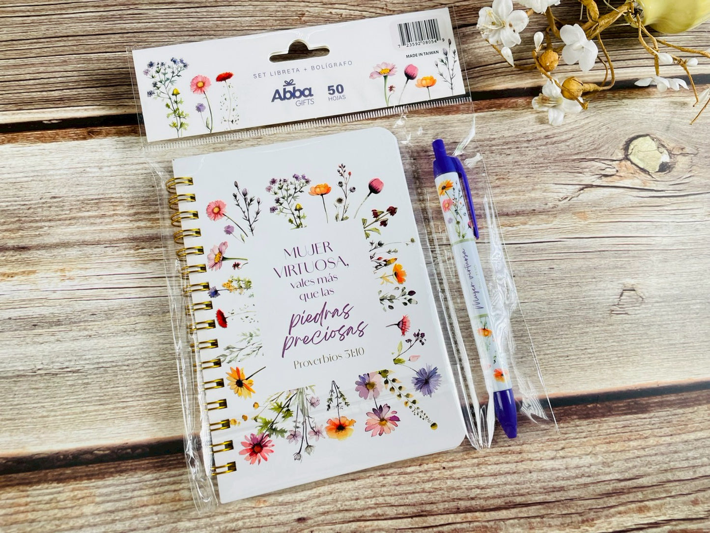 Pack libreta anillada con bolígrafo. Mujer virtuosa - The Perfect Gift