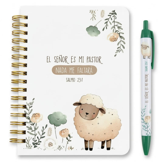 Pack libreta anillada con bolígrafo. El Señor es mi pastor - The Perfect Gift