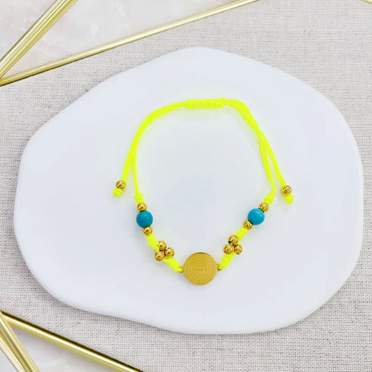 Pulsera Amarilla con Detalles Turquesa y Dorados - The Perfect Gift