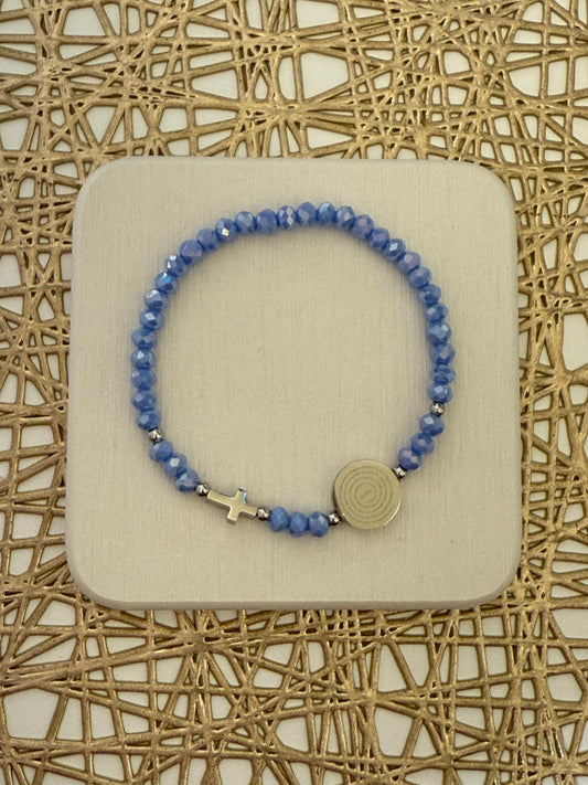 Pulsera cuentas azul con detalles Plateados - The Perfect Gift