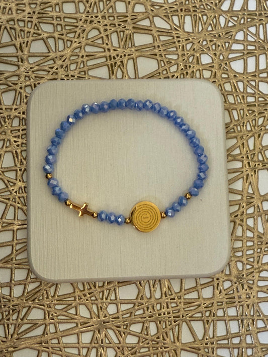 Pulsera cuentas azul con detalles Dorados - The Perfect Gift