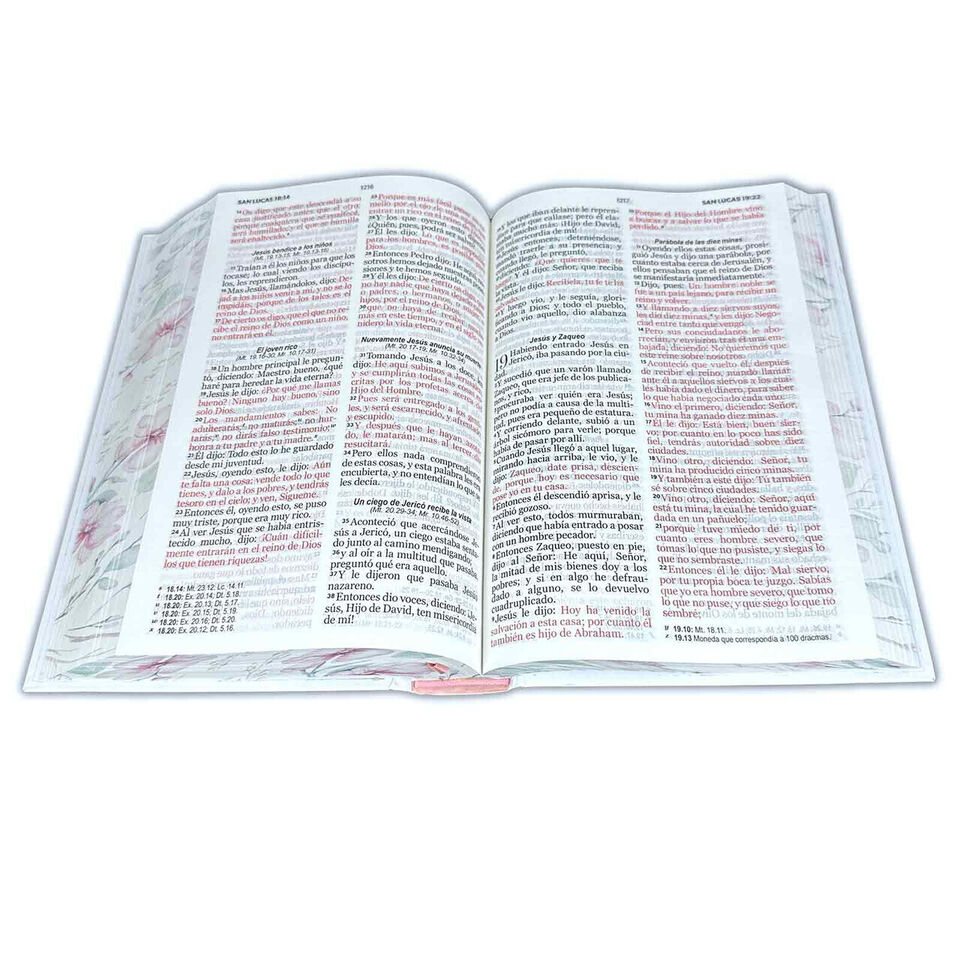 Biblia Letra Grande 12 puntos para Mujer RV1960 tapa dura rosa floral con elástico - The Perfect Gift
