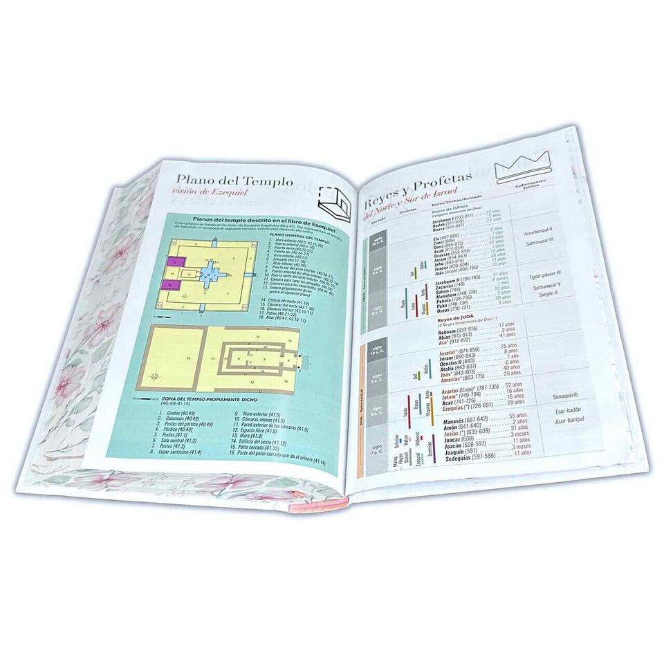 Biblia Letra Grande 12 puntos para Mujer RV1960 tapa dura rosa floral con elástico - The Perfect Gift