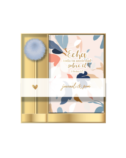 Journal & bolígrafo pom pom | Echa toda tu ansiedad sobre él - The Perfect Gift
