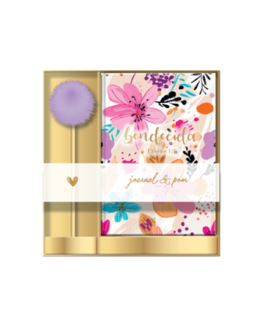 Journal & bolígrafo pom pom | Bendecida - The Perfect Gift