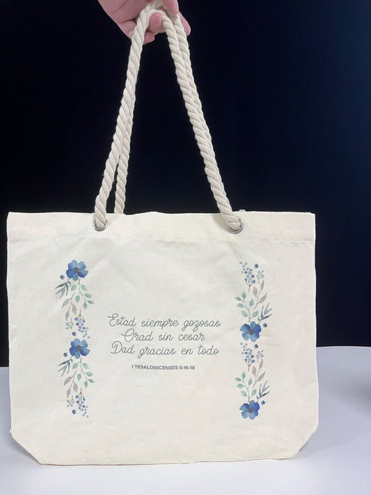 Bolsa Tote Bag de Algodón con asa de cuerda: Estad siempre gozosos - The Perfect Gift