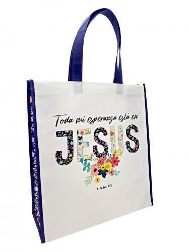 Bolsa Tote Bag Grande: Toda Mi Esperanza Esta En Jesus, 1 Pedro 1:3 - The Perfect Gift