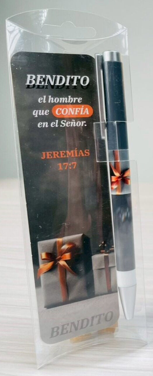 Pack bolígrafo con marcador de libro. BENDITO EL HOMBRE