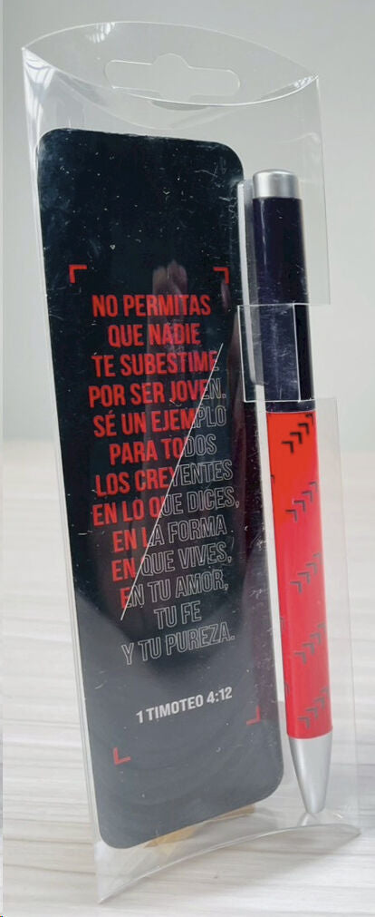 Pack bolígrafo con marcador de libro. NO PERMITAS QUE NADIE/JUVENTUD