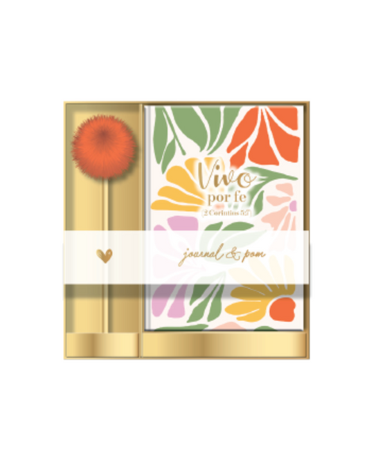 Journal & bolígrafo pom pom | Vivo por fe - The Perfect Gift