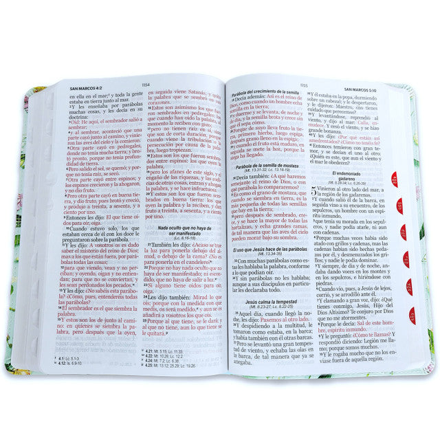 Biblia Letra Grande 12 puntos RV1960 imit piel turquesa floral con índice - The Perfect Gift