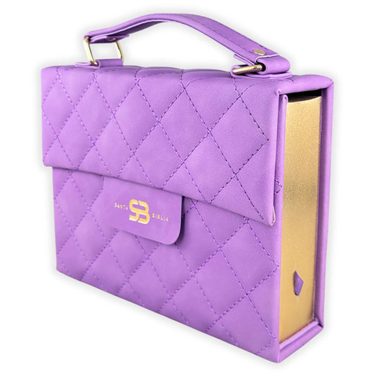 Biblia Cartera con Broche Magnético Compacta RV1960, imit piel Morado con asa de mano - The Perfect Gift