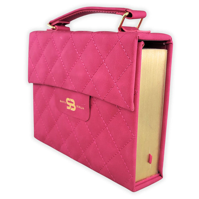 Biblia Cartera con Broche Magnético Compacta RV1960, imit piel Fúcsia con asa de mano - The Perfect Gift
