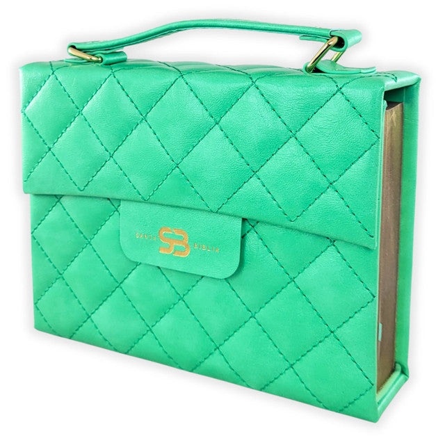 Biblia Cartera con Broche Magnético Compacta RV1960, imit piel Verde Turquesa con asa de mano - The Perfect Gift