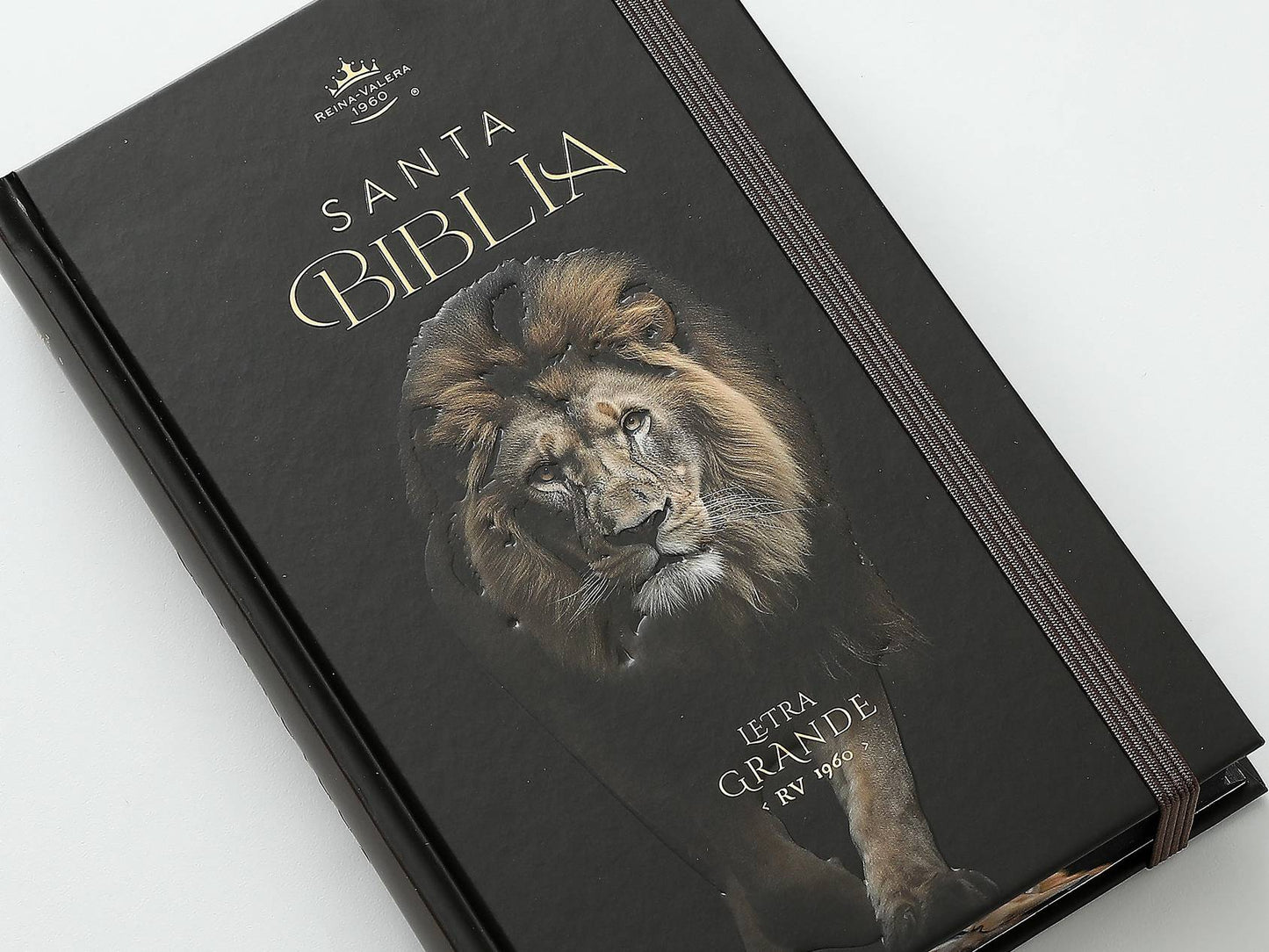 Biblia RVR60 Tamaño manual Letra Grande Tapa dura con elástico: León de Judá - The Perfect Gift