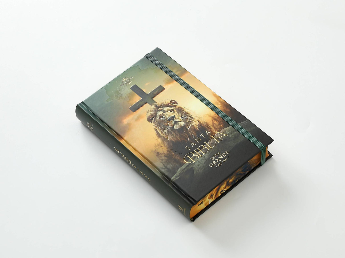 Biblia RVR60 Tamaño manual Letra Grande Tapa dura con elástico: León y cruz - The Perfect Gift
