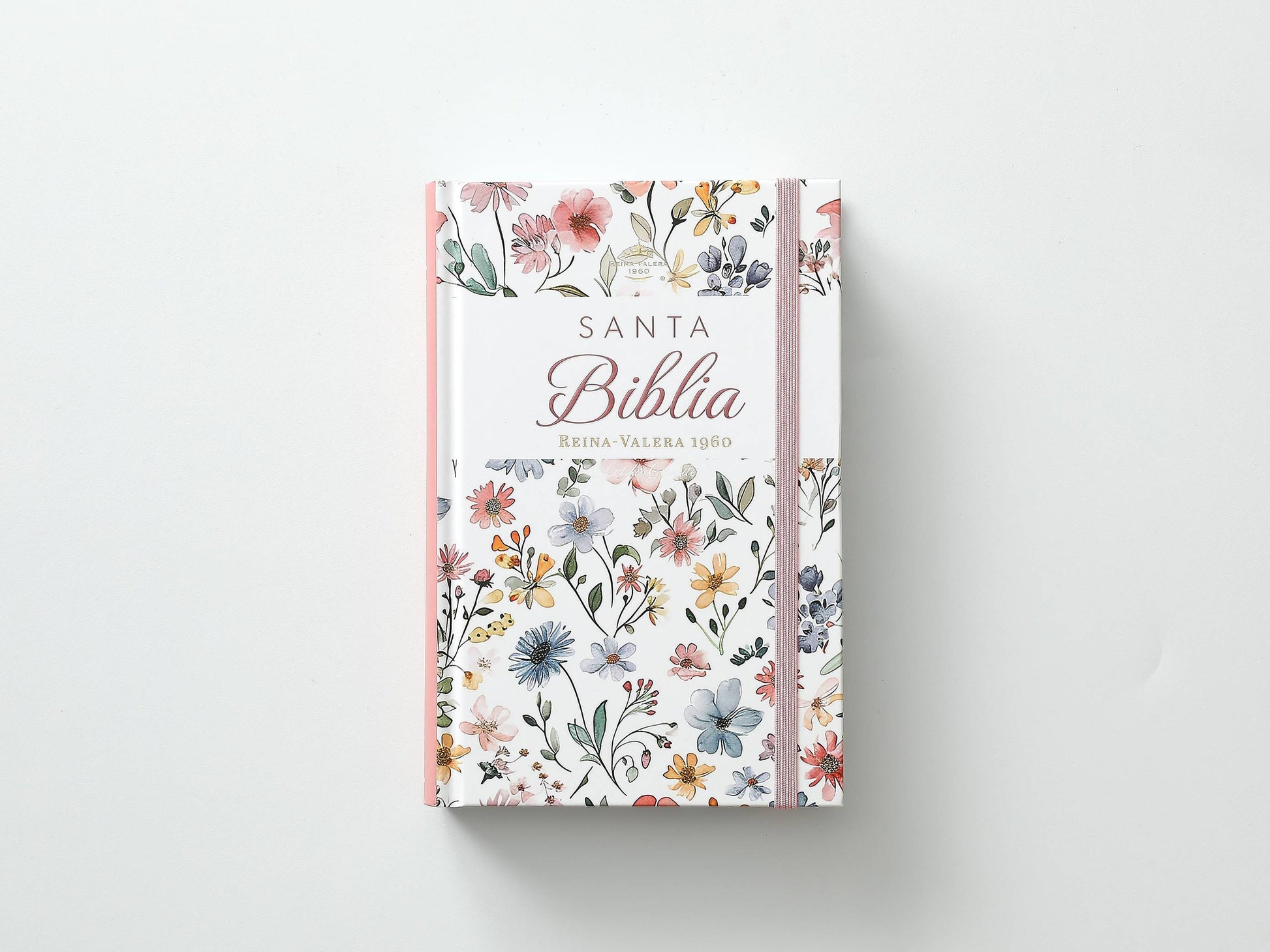 Biblia RVR60 Tamaño manual Letra Grande Tapa dura con elástico: Primavera Blanca - The Perfect Gift