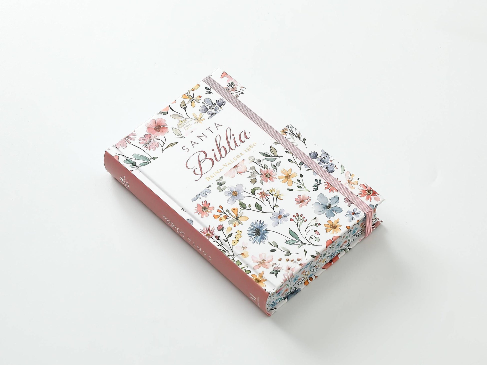 Biblia RVR60 Tamaño manual Letra Grande Tapa dura con elástico: Primavera Blanca - The Perfect Gift