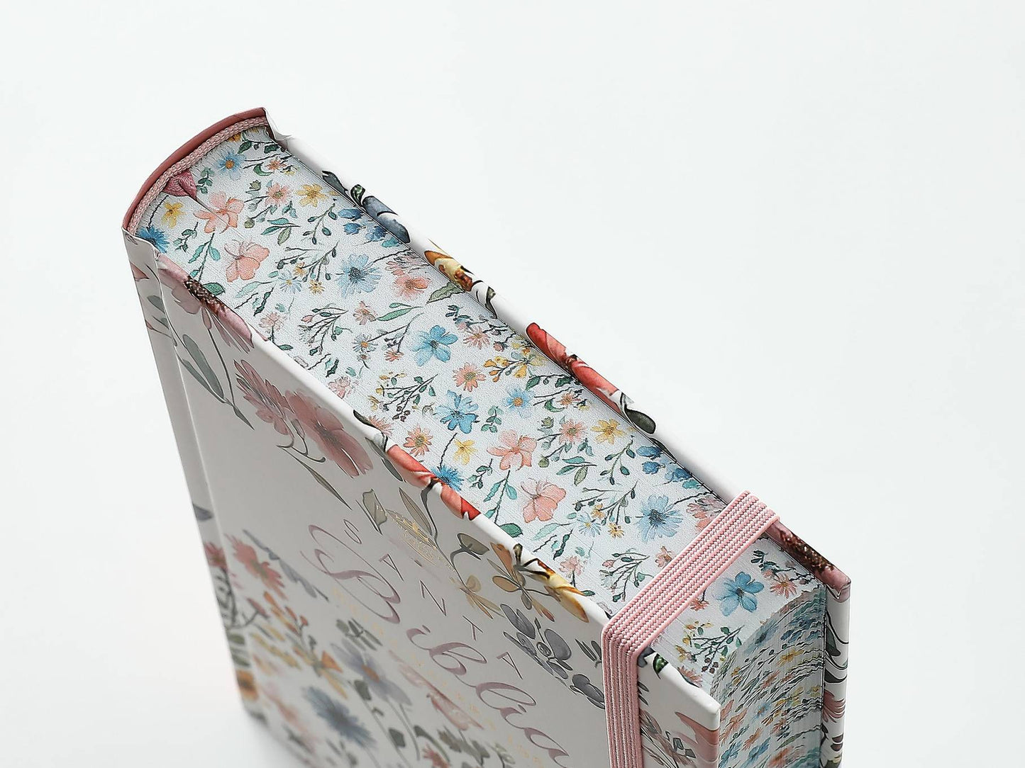 Biblia RVR60 Tamaño manual Letra Grande Tapa dura con elástico: Primavera Blanca - The Perfect Gift