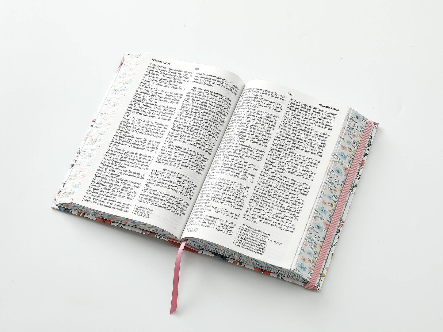 Biblia RVR60 Tamaño manual Letra Grande Tapa dura con elástico: Primavera Blanca - The Perfect Gift