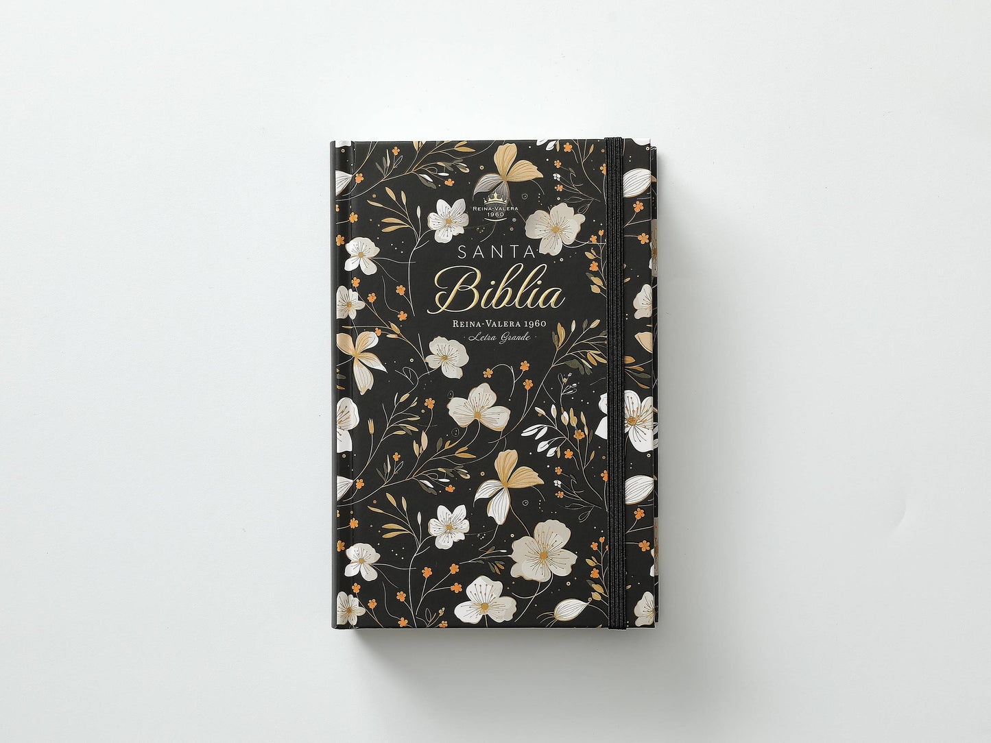 Biblia RVR60 Tamaño manual Letra Grande Tapa dura con elástico: Primavera Negra - The Perfect Gift
