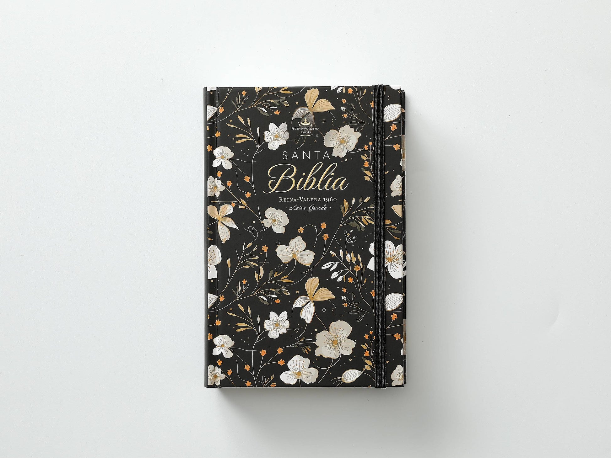 Biblia RVR60 Tamaño manual Letra Grande Tapa dura con elástico: Primavera Negra - The Perfect Gift