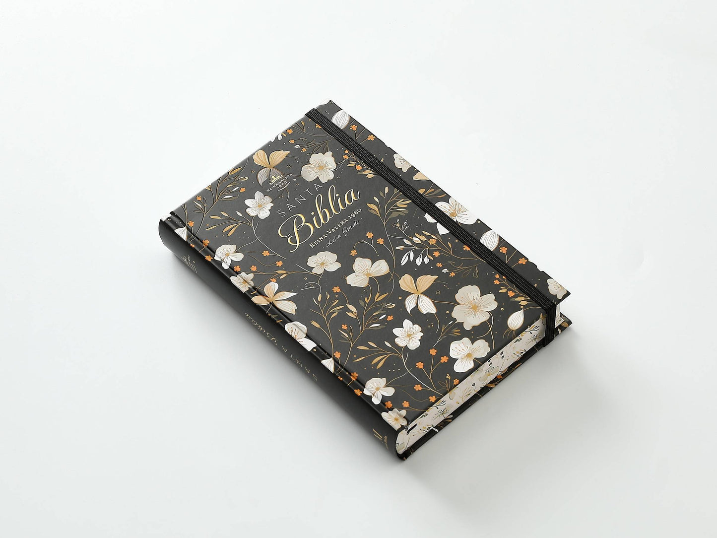Biblia RVR60 Tamaño manual Letra Grande Tapa dura con elástico: Primavera Negra - The Perfect Gift