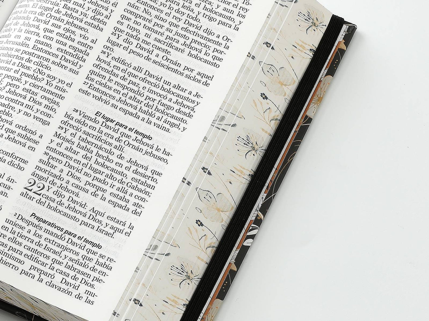 Biblia RVR60 Tamaño manual Letra Grande Tapa dura con elástico: Primavera Negra - The Perfect Gift