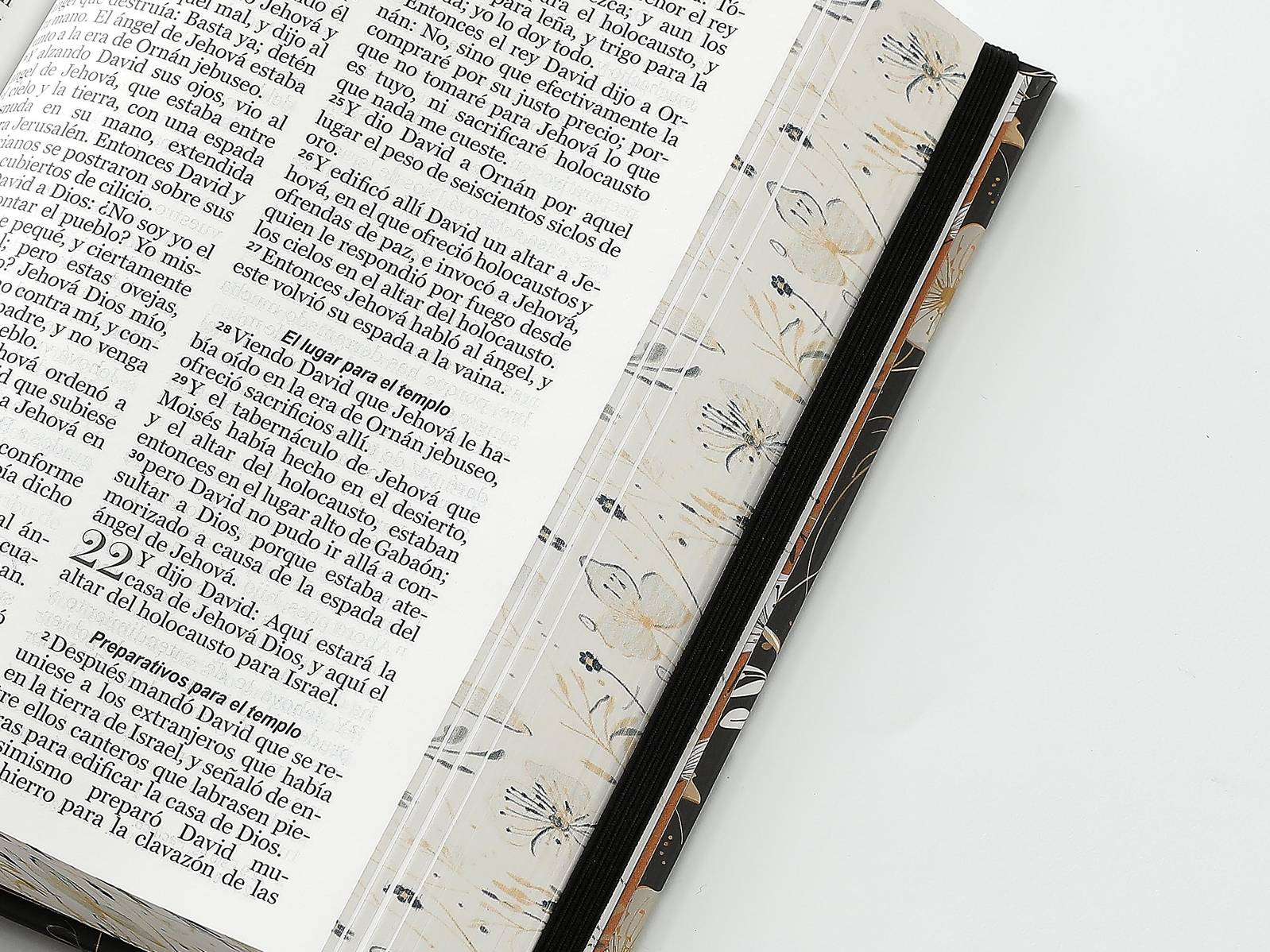 Biblia RVR60 Tamaño manual Letra Grande Tapa dura con elástico: Primavera Negra - The Perfect Gift