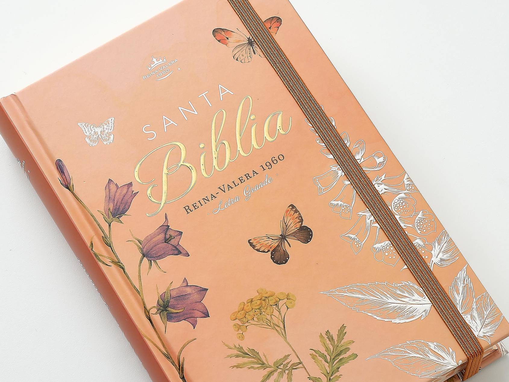 Biblia RVR60 Tamaño Manual Letra Grande Tapa dura con elástico: Primavera Coral - The Perfect Gift