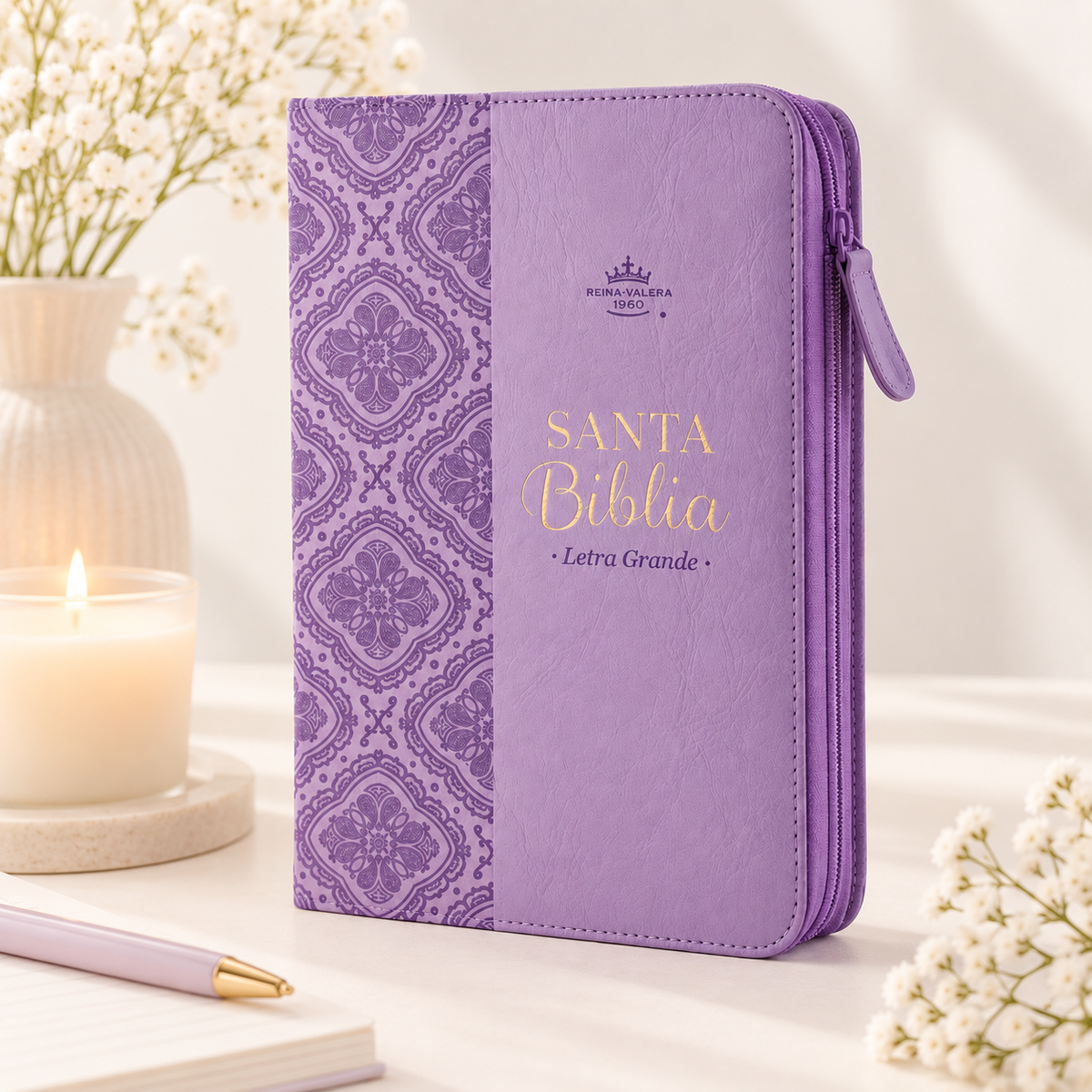 Biblia RVR60 de Obsequios y premios Lila Primor con cierre