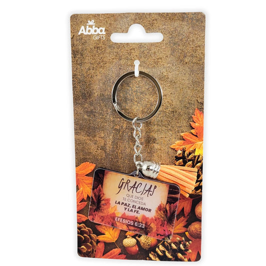 Llavero acrílico con Tassel. Gracias  Hojas - The Perfect Gift