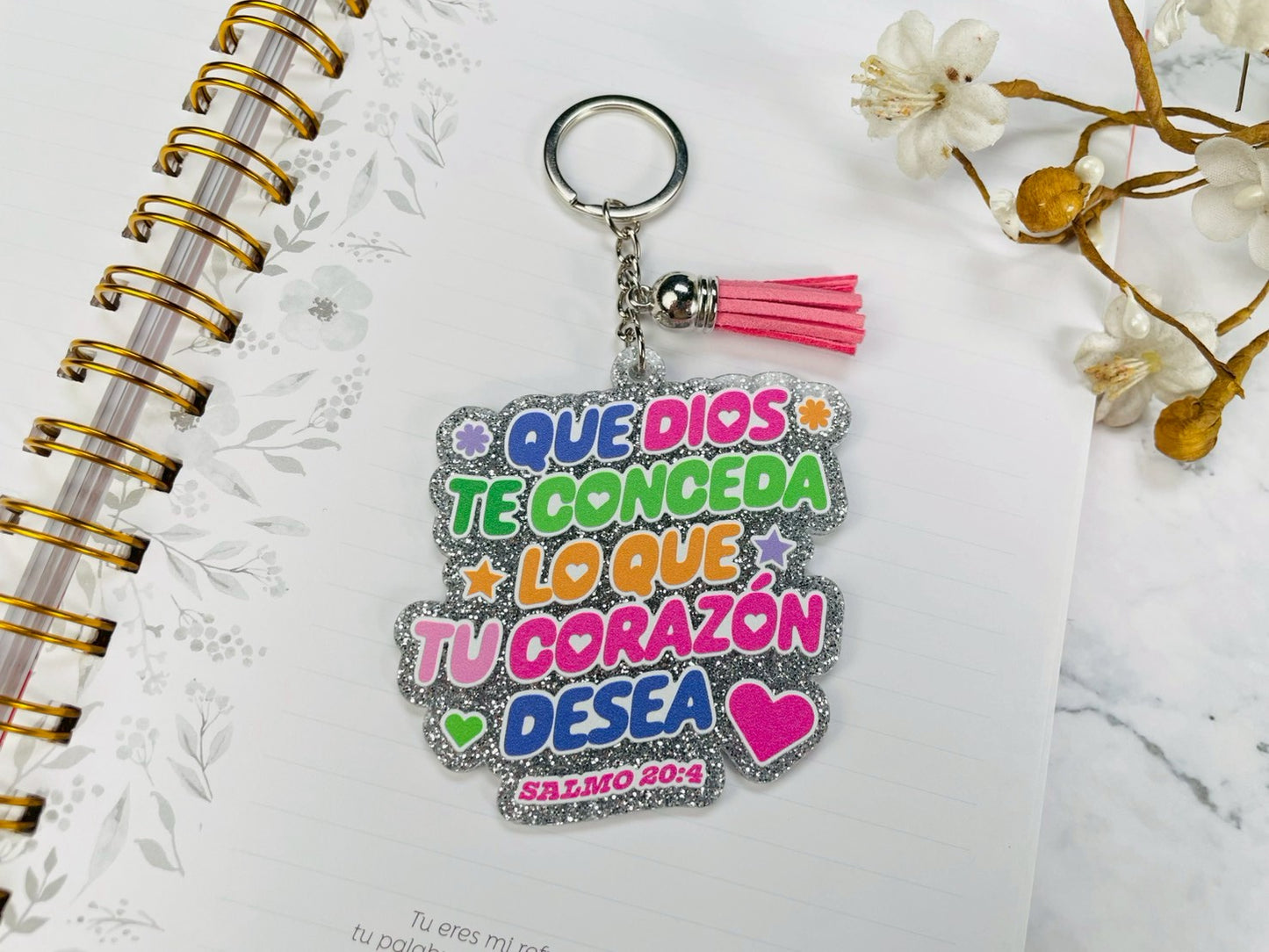 Llavero Caucho con Brillantina | Que Dios te conceda - The Perfect Gift