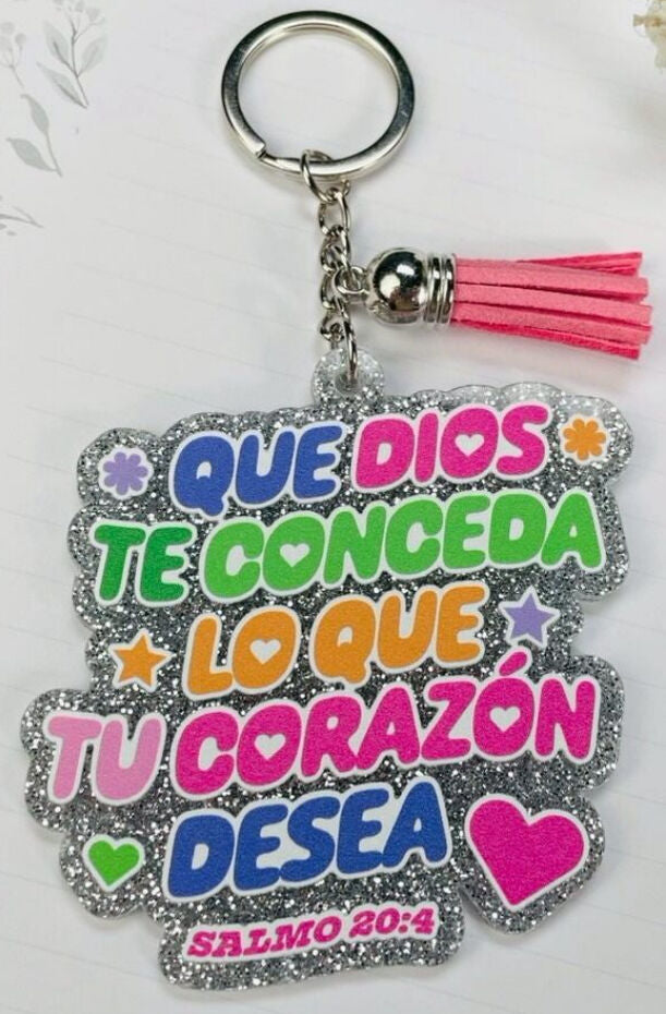 Llavero Caucho con Brillantina | Que Dios te conceda - The Perfect Gift