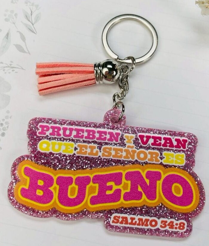 Llavero Caucho con Brillantina | Prueben y vean que el Señor es Bueno - The Perfect Gift