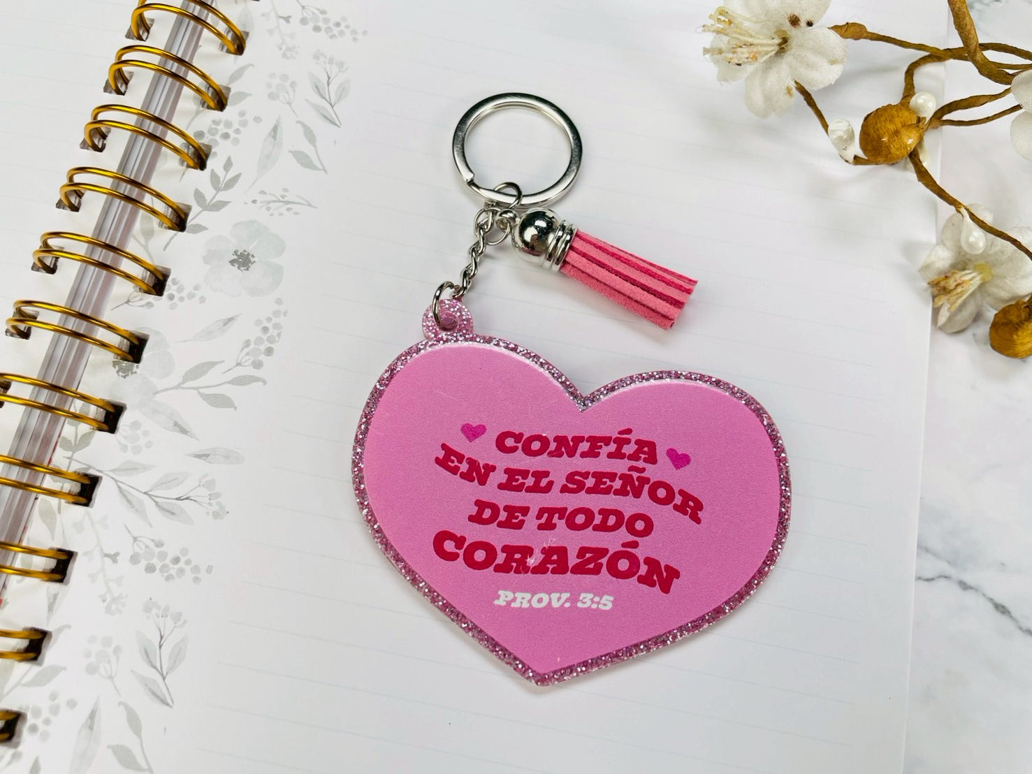 Llavero Caucho con Brillantina | Confia en el Señor - The Perfect Gift