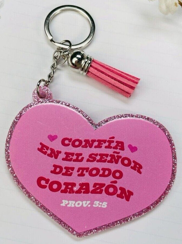 Llavero Caucho con Brillantina | Confia en el Señor - The Perfect Gift