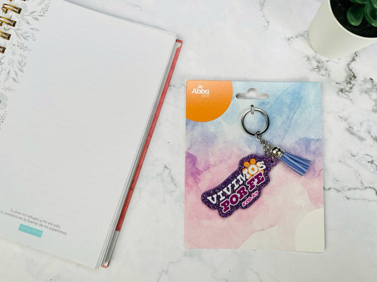 Llavero Caucho con Brillantina | Vivimos Por Fe - The Perfect Gift