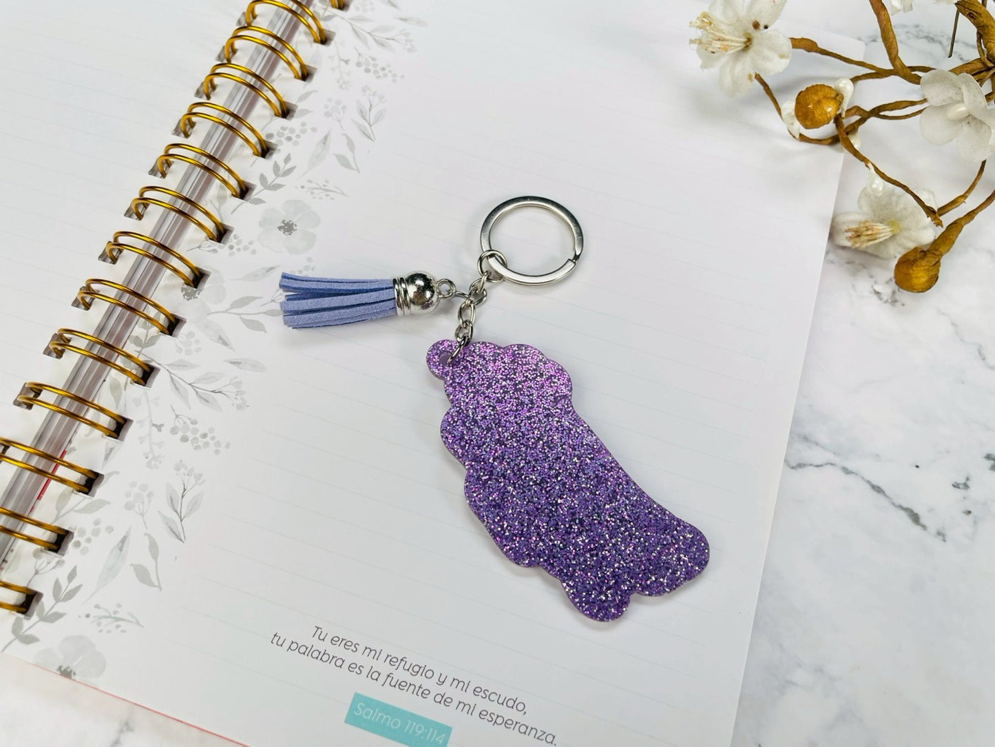 Llavero Caucho con Brillantina | Vivimos Por Fe - The Perfect Gift