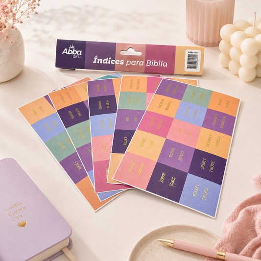 Índices para Biblias tonos Rosa/Lila con letras grandes doradas