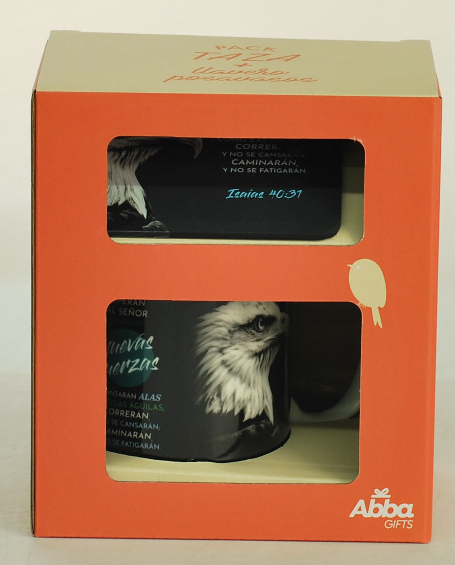 Pack Taza, Llavero, y Posavasos / Nuevas Fuerzas - Isaias 40:31 - The Perfect Gift